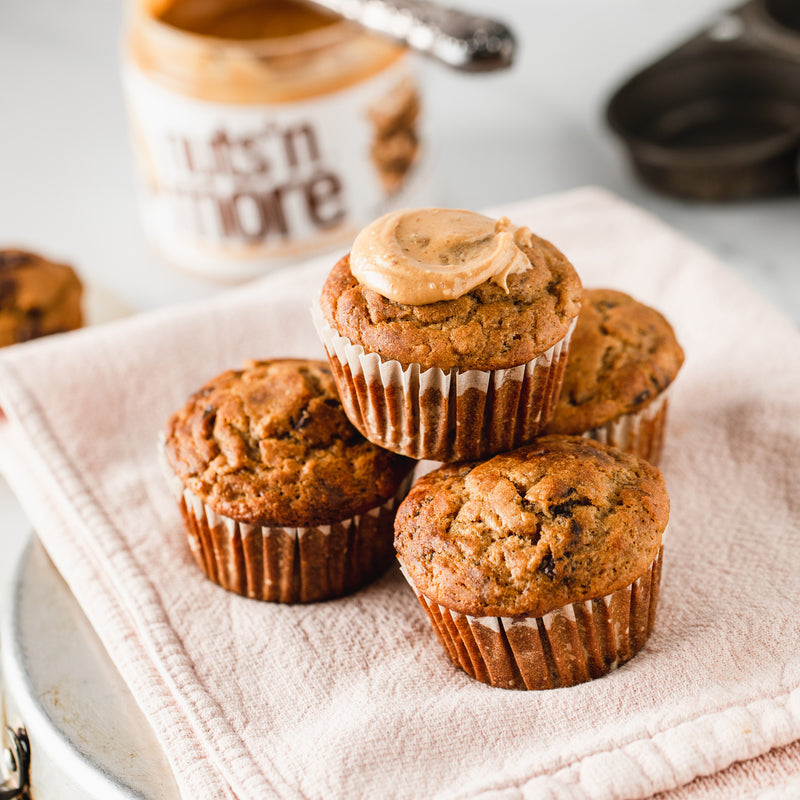Toffee Banana Peanut Butter Muffins