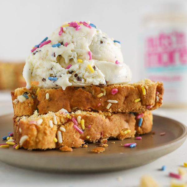 Ice Cream Bread with Birthday Cake Drizzle