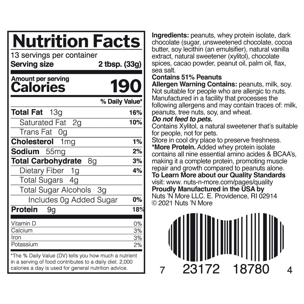 Dark Chocolate 65% Cacao High Protein Peanut Butter Spread