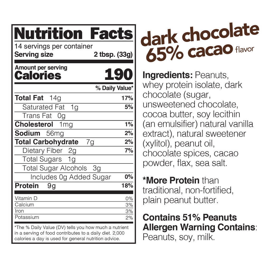 Dark Chocolate 65% Cacao High Protein Peanut Butter Spread