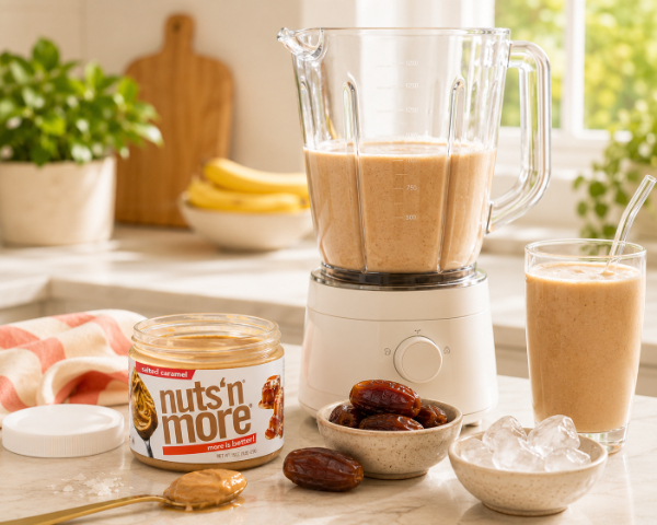 Morning smoothie with Nuts 'N More Salted Caramel